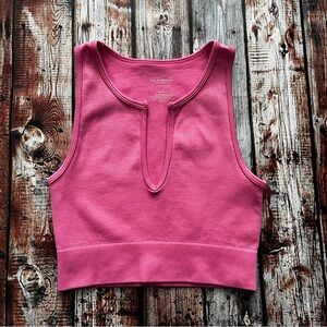 Pacsun Fuchsia Notch-Front Ribbed Crop Tank Top